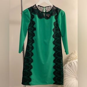 Ted Baker Green & black detail dress size 0